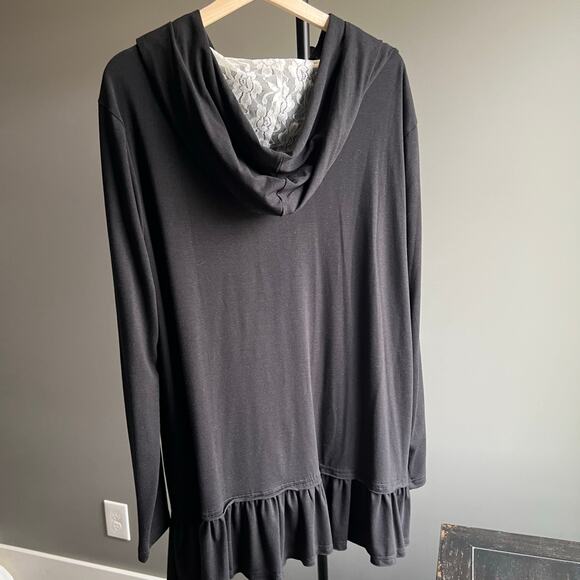 Mountain Mama's Zip Up Ruffle Lightweight Sweatshirt Jacket Size XL Black - Picture 7 of 9